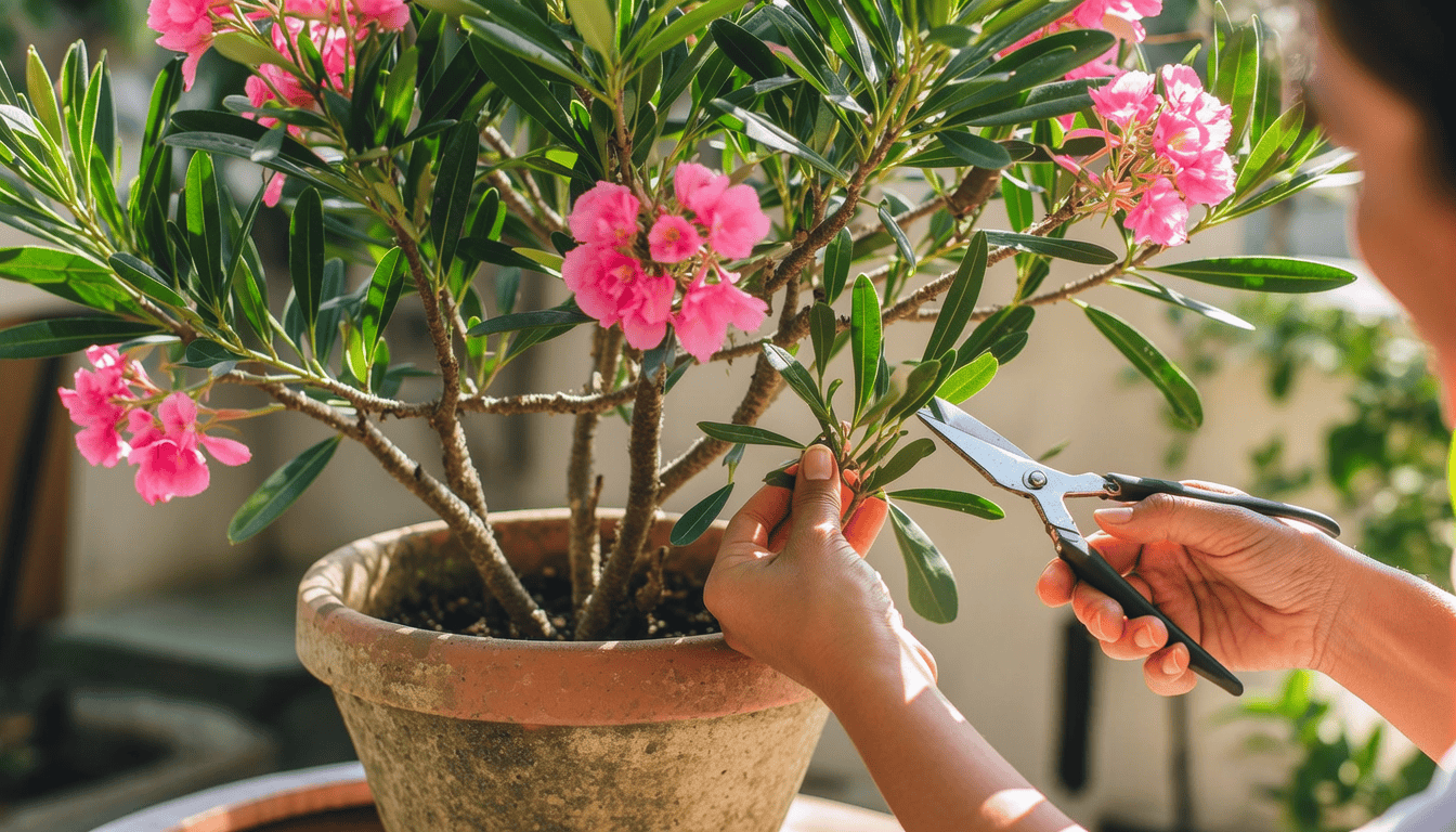 lauriers roses en pot