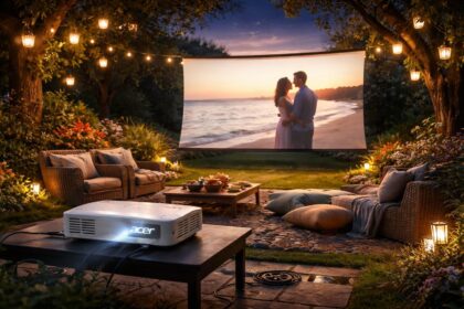 découvrez comment automatiser les prises et l'éclairage pour une scène « cinéma jardin » parfaite avec un vidéoprojecteur acer, alliant confort et technologie pour vos soirées en plein air.