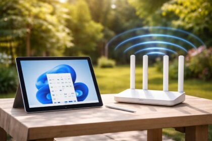 améliorez la stabilité du wi-fi pour votre tablette windows en installant un point d'accès extérieur au fond du terrain, garantissant une connexion fiable même en zone éloignée.