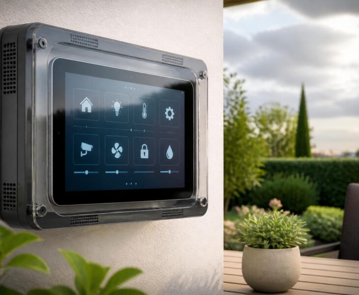 découvrez notre boîtier étanche avec ventilation intégrée, idéal pour protéger votre tablette samsung utilisée en domotique extérieure, garantissant performance et sécurité même dans des conditions météorologiques difficiles.