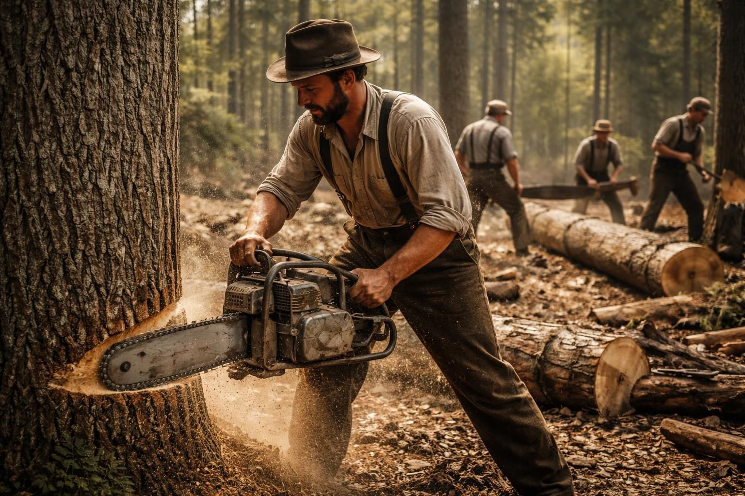 explorez l'histoire fascinante des tronçonneuses et découvrez pourquoi elles ont été inventées pour simplifier et accélérer le travail des bûcherons.