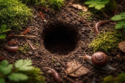 découvrez comment un petit trou rond dans la terre révèle les signes d’un écosystème vivant et dynamique en pleine action.