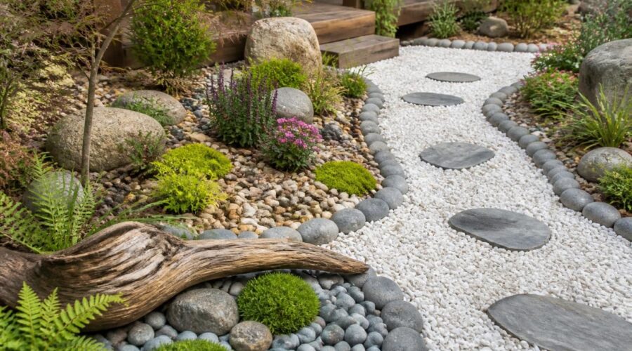 découvrez comment utiliser les cailloux pour sublimer votre jardin grâce à des idées d'usages variés et des associations décoratives harmonieuses.