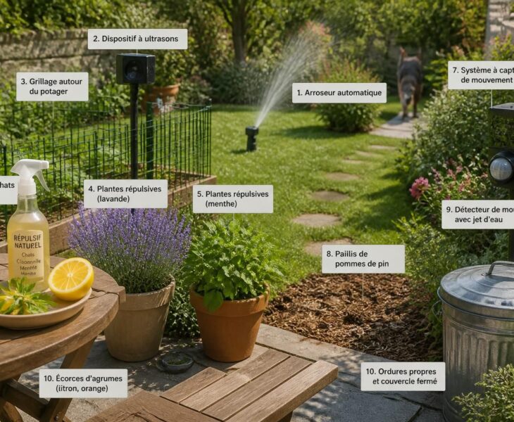 découvrez 10 méthodes efficaces et naturelles pour faire fuir les chats de votre jardin et protéger vos plantes sans leur faire de mal.