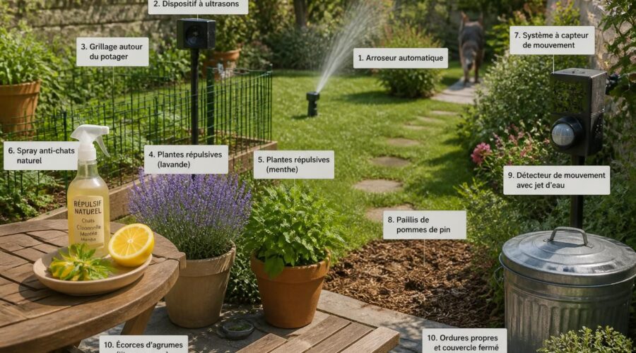 découvrez 10 méthodes efficaces et naturelles pour faire fuir les chats de votre jardin et protéger vos plantes sans leur faire de mal.