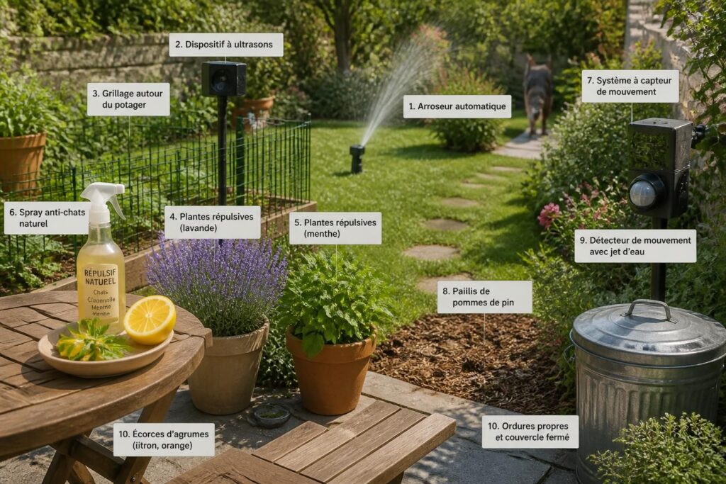 découvrez 10 méthodes efficaces et naturelles pour faire fuir les chats de votre jardin et protéger vos plantes sans leur faire de mal.