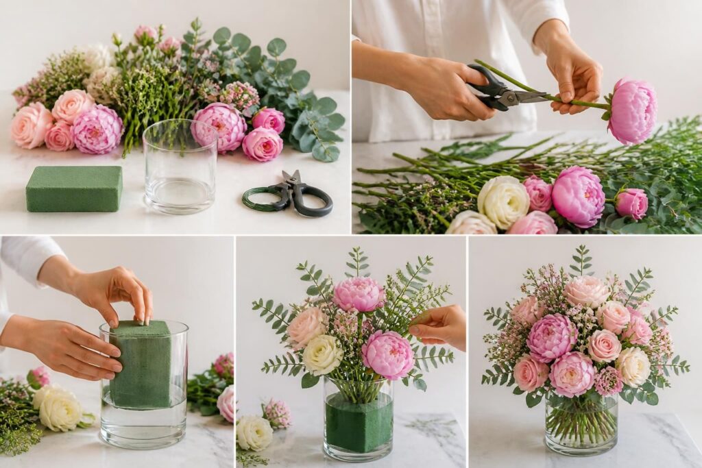découvrez comment réaliser une composition florale étape par étape grâce à notre guide simple et détaillé pour sublimer vos créations florales.